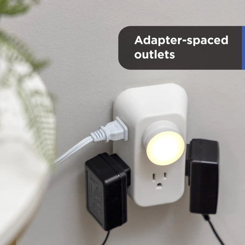 Six Outlet Extender Power Tap 2 Pack Grounded Wall Tap With Spaced Outlets And 3 Prong Splitter Converts Two Outlets Into Six for lamps