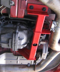 Torque Arm Relocation Kit For 1998 To 2002 Camaro Firebird With Manual Transmission Red Finish Street Ready That Boosts Launch And Driveline Stability Direct Fit For GM F Body Cars installed on Camaro underbody