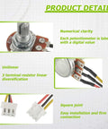 Close-up of 10K Ohm Linear Taper Rotary Potentiometer with XH2.54 wires and black knob, showing terminals and connector details.