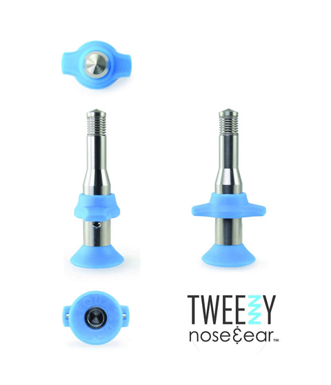 Tweezy Nose And Ear Hair Remover For Men And Women, Pain Free Precision Grooming Tool with blue tips and stainless steel body