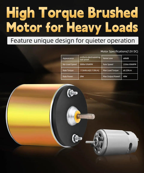 Zohan 12V Motor For Deer Feeder Replacement Heavy Duty Spinner With Smooth Start Stop S Plug Connector For Tomaki Wildgame Automatic Feeding Kit Reliable Drop In Universal Fit For Hunting Gear