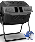 Outdoor No-Fuss Compost Tumbler 43 Gallon Dual Chamber BPA Free Large Bin With 360 Degree Rotating Tumbling Design, black