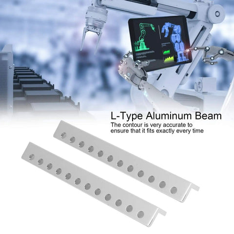 12 Hole L Type Aluminum Beam For Robotics, Pro Grade Built Tough And High Precision DIY Robot Building Components, 12x12x104mm, 2 Pack, Precision Drilled Holes For Easy Alignment And Strong Auto Projects. 2 aluminum L beams with drilled holes