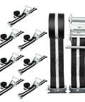 8 Pack 2 Inch By 15 Foot E Track Ratchet Straps With Reflective Webbing For Cargo Vans, Trailers And Containers, Heavy Duty Tie Downs With 4400 Lbs Break Strength And 1460 Lbs Safe Working Load, Built For Tough Load Security