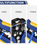 Self Adjusting Wire Stripper And Cutter With Crimping, 3 In 1 Heavy Duty Automatic Electrical Wire Strippers showing cutting, stripping, crimping