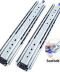 Heavy Duty Drawer Slides One Pair Telescopic Ball Bearing Tracks Full Extension Locking Brackets for Kitchen Cabinets and Pantry with seat belt lock.
