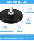 Image of a single Six Pack Black Rubber Coated Neodymium Magnet with M6 threaded stud, anti-scratch rubber base.