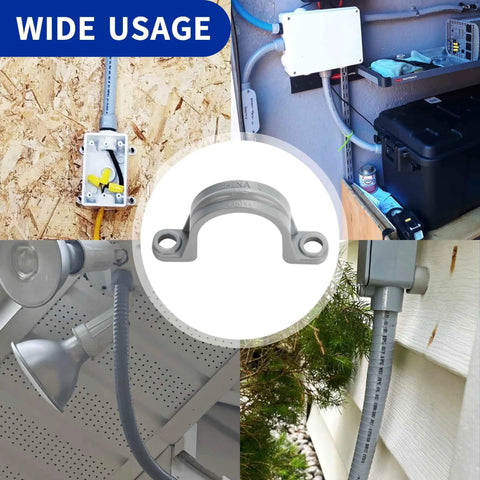 Rock Solid Snap Fit Pvc Conduit Clamps 30 Pack Three Quarter Inch Heavy Duty wall strap mounted for cable management and landscaping.