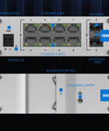 Front and back view of Industrial Unmanaged Gigabit Ethernet Switch with eight RJ45 ports and two SFP fiber ports up to 1 Gbps.