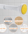 Adjustable Shower Curtain Rod No Drill Tension Mount Stainless Steel 31-80 Inch with end cap on various wall types
