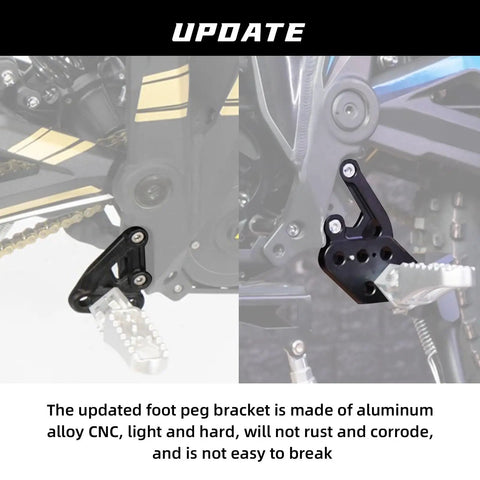 Six-Position Adjustable Bolt-On Footpeg Bracket For Talaria Sting MX3 MX4 Electric Dirt Bike Black Aluminum CNC Detail View
