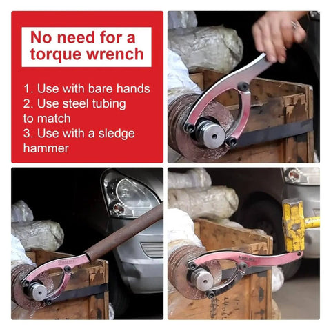 Beefy Heavy Duty 11.8 Inch Gland Nut Wrench Set Adjustable Spanner for hydraulic cylinders in use with steel tubing and hammer.