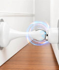 White Magnetic Door Stopper No Drill Wall Or Floor Mount With Slick 3D Adhesive Backing And Solid Steel Hardware For Slam Free Quiet Auto Closure Heavy Duty Home Fixes close-up showing the magnetic mechanism.