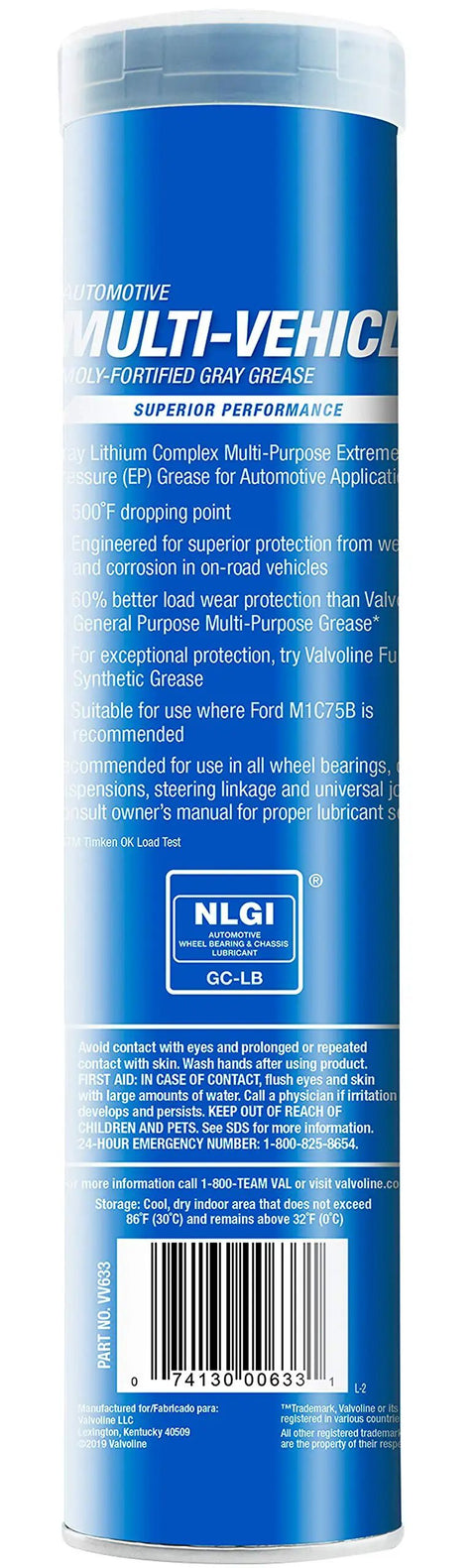 Multi Vehicle Moly Fortified Gray Grease 14.1 Oz Cartridge For Ford Lincoln Mercury Vehicles with NLGI GC-LB label