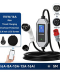 Portable Ev Charger 11kw 16amp Type2 To Gbt Evese Station with cable and LCD screen for easy home and road charging.