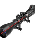 3 To 9x40 Rifle Scope With Red Green Laser Sight And Rangefinder Reticle, Waterproof And Fogproof, mounted on 20mm rail