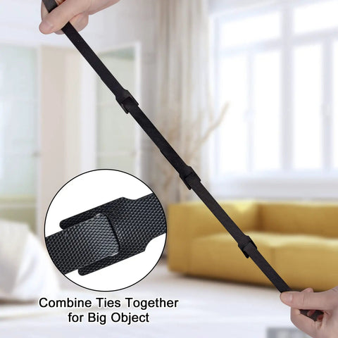 50 Pack Reusable Hook And Loop Cable Ties 6 Inch Black shown combined for large object with close-up detail