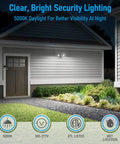 Powerful Outdoor Motion Sensor Flood Light With Adjustable Heads Dusk To Dawn 100 To 277V 5000K Daylight IP65 Aluminum ETL Listed