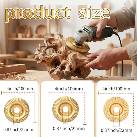 DIY Friendly Wood Carving And Sanding Kit With Tungsten Carbide Discs for angle grinder smoothing a wood piece