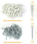 Self Drilling Drywall Anchors Kit 104 Pcs With 52 Self Tapping Plastic Anchors And 52 Screws One And Quarter Inch For Drywall Holds Up To 75 Lb