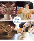 Clay casting hands shaping pottery on Top Notch 350W Electric Ceramic Pottery Wheel Machine With Aluminum Alloy Turntable And LCD Touch Screen For Beginners DIY Clay Crafting Projects Light Grey Color.