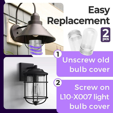 Easy installation guide for 2 Pack Shatterproof Light Bulb Covers Vapor Tight Ceiling Fixture Shields for outdoor lamps.