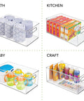 Deep Plastic Storage Organizer Bin For Bath And Shower Neat Stows Shampoo Vitamins Med Supplies Beauty Tools 2 Pack Clear