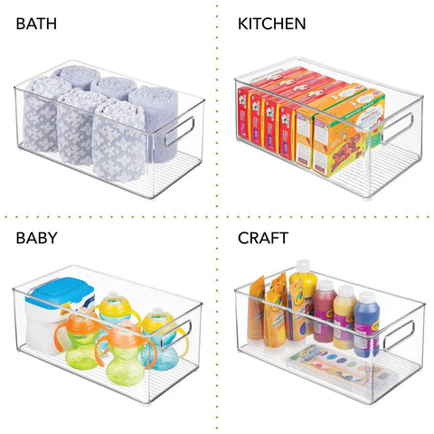Deep Plastic Storage Organizer Bin For Bath And Shower Neat Stows Shampoo Vitamins Med Supplies Beauty Tools 2 Pack Clear