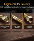 Heavy Duty Hanging Screws M10 Kit showing high-tensile steel construction, precision-machined head, and high-torque threading