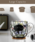 Go To Rustic Metal K Cup Pod Holder With Wooden Base Large Wire Basket Coffee Storage For Countertop Farmhouse Decor
