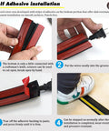Heavy Duty Floor Cable Management Protector Tubing for Home Gym and Warehouse Cords, showing self-adhesive installation steps
