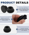 18-Piece T-Shaped Silicone Plugs Set, 22.3mm Diameter Snap-In Hole Seals with elasticity and T-shaped design, black