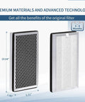 4 Pack Replacement Filter for MA Series Air Purifier 15W 15B 15S 3 In 1 H13 HEPA Filter showing dimensions and materials
