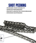 ANSI 35 Roller Chain for Go Karts and Mini Bikes With Master Link, 3 Feet Long, 95 Links, close-up showing shot peened chain