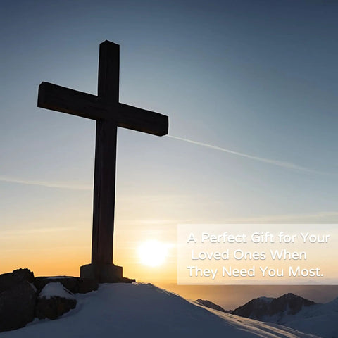Silhouette of a cross at sunrise on a snowy mountain. Text reads: A Perfect Gift for Your Loved Ones When They Need You Most.