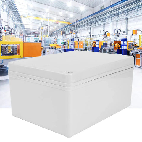 Built Tough Weatherproof Outdoor Junction Box With Mounting Plate For Electrical Distribution ABS Plastic IP67 Waterproof Enclosure Heavy Duty DIY Electrical Box 200mm By 150mm By 100mm white ABS junction box 200x150x100mm in factory setting