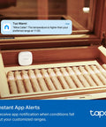 Smart Temp And Humidity Sensor T310 With Real-Time Alerts, requires Tapo Hub in a wine cellar cigar humidor