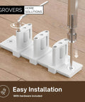 Sliding Closet Door Floor Roller Guide With Adjustable Width Three-Roller System For Bypass Doors, Easy Install, White Finish