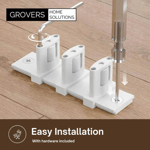 Sliding Closet Door Floor Roller Guide With Adjustable Width Three-Roller System For Bypass Doors, Easy Install, White Finish