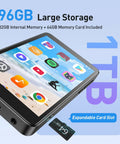 Hella Massive 96GB MP3 Player With Bluetooth And WiFi, 4 Inch Android MP4 Player T08, includes 64GB card, expandable to 1TB