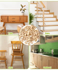 200 Piece Flat Head Wood Plugs Set Heavy Duty Three Eighths Inch Hardwood Hole Plugs For Furniture Repair shown in use on furniture