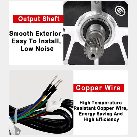 Powerful Brushless Permanent Magnet Trike Motor 1500W 72V 48V 60V With 16 Gear Shaft For DIY Electric Trike Four Wheel Conversion Kit High Efficiency Low Heat Reliable Copper Coils, output shaft and copper wire close-up