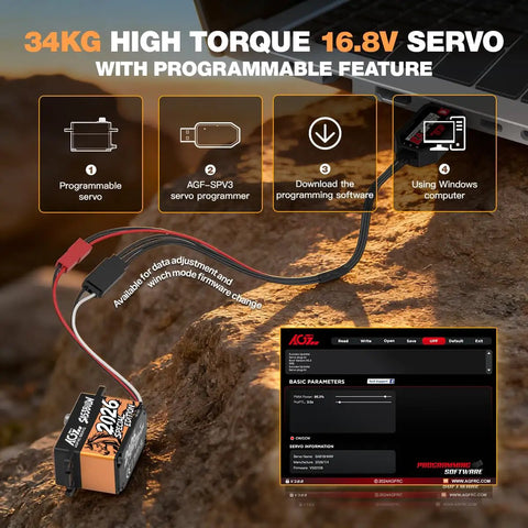 Beefy 34Kg Low Profile RC Servo Motor With 16.8V Direct Power Waterproof Programmable Brushless Smart Servo for RC Cars and Trucks