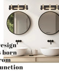 Rustic Dope Matte Black And Gold Three Light Vanity Light Over Mirror For Bathroom Or Powder Room in modern bathroom setting