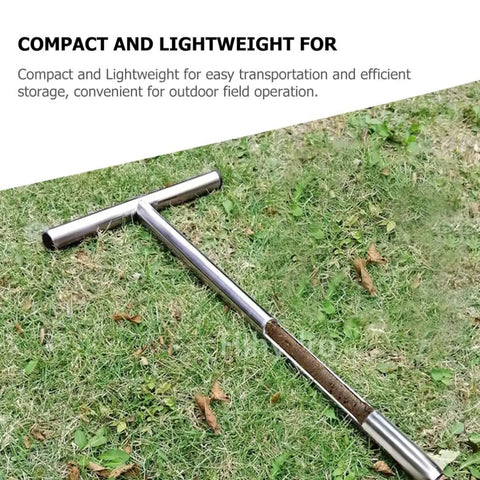 Stainless Steel Tubular Soil Probe For Lawn And Garden Sampling Lightweight Compact Design T Handle Ergonomic Grip on grass