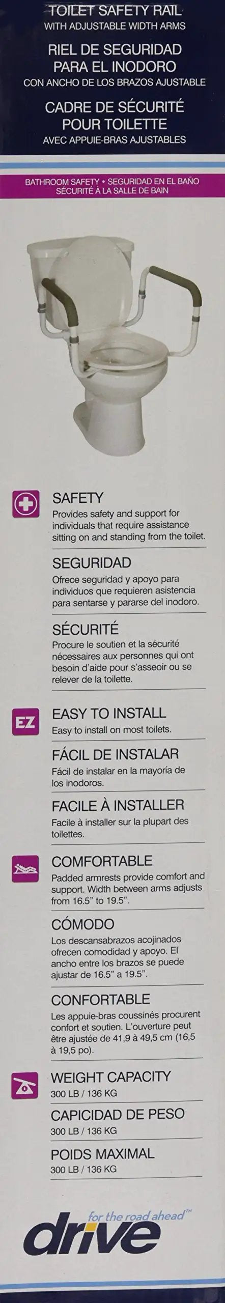 Adjustable Toilet Safety Grab Bar For Bathrooms White Fits Most Toilets With Easy Tool Free Install Non Slip Grip Rail for Elderly