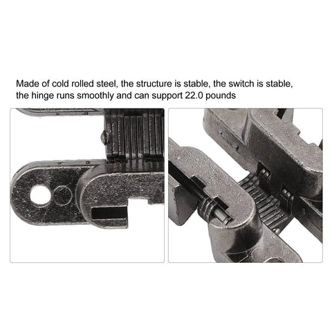 Close-up view of Mini Invisible Door Hinge Set 3 Pack For Cabinets Jewelry Boxes And Wooden Doors 43mm Zinc Alloy Cross Hinge