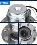 Close-up of Front Wheel Bearing And Hub Assembly Set Of 2 For 2003 To 2017 Chevy Express 2500 3500 4500 And GMC Savana 2500 3500 4500 With 8 Lugs And ABS Heavy Duty Easy Install Replacement showing details