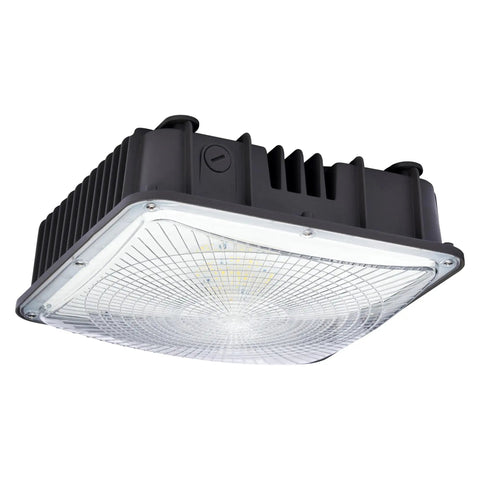 Super Bright 50W LED Canopy Light 6000 Lumens 100 to 277V AC ETL Listed IP65 Waterproof Daylight White 5000K Outdoor Square Brown