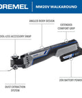 Dremel MM20V with angled body, tool-less swap, and 20V battery. Do It All Cordless Oscillating Tool Kit With 20V Max Battery